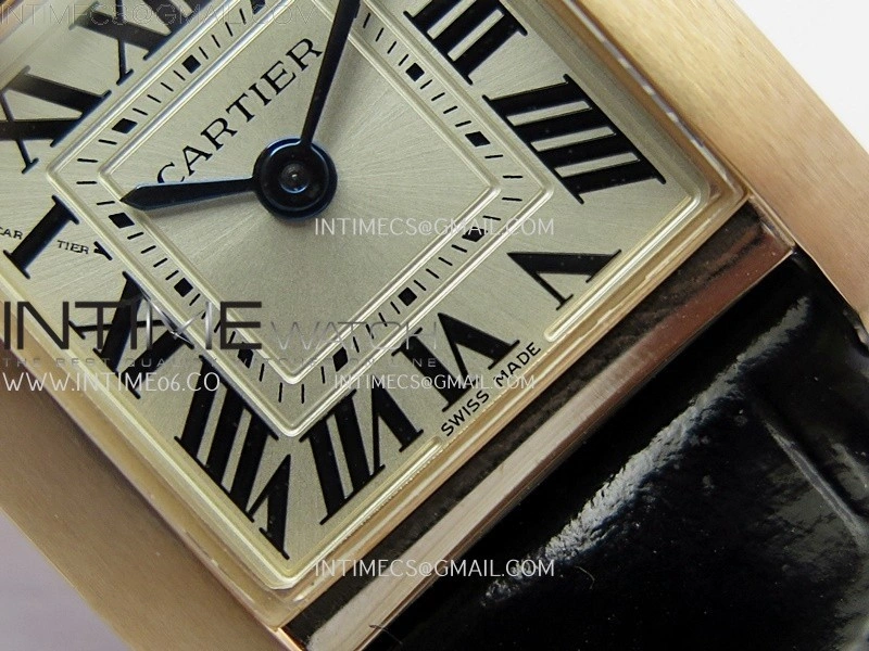 Tank Francaise Ladies 21.2mm RG 8848F 1:1 Best Edition Silver Dial on Black Leather Strap Ronda Quartz V2